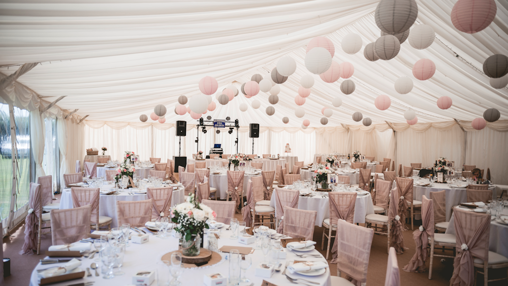 Wedding Lanterns decorate a Sherwood Marquee | Hanging Lantern Company